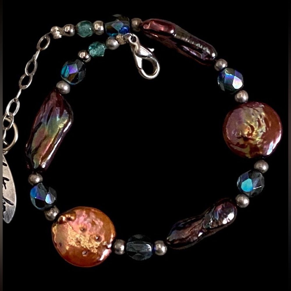 Leighton lam pearl and facetted glass beads bracelet